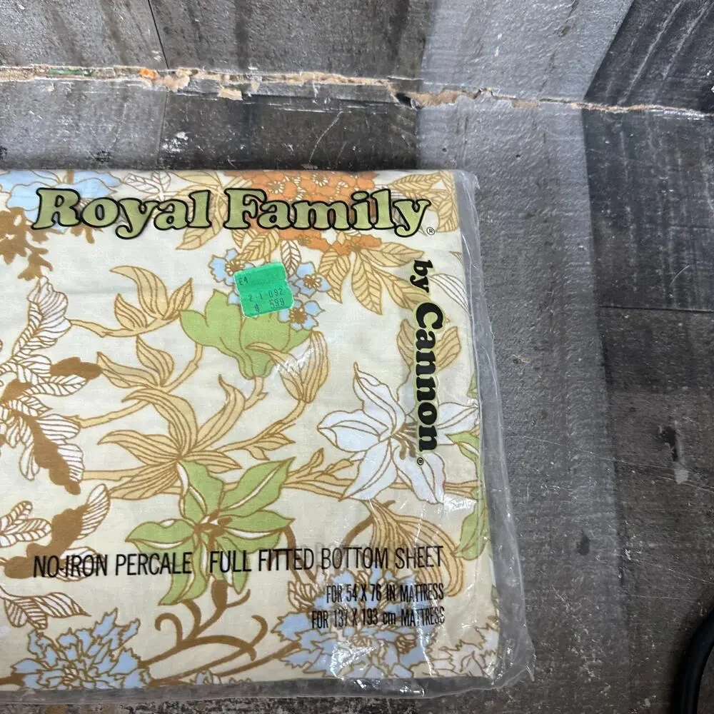 Vintage Cannon‎ Royal Family Percale No-Iron Full Fitted Bottom Sheet NEW